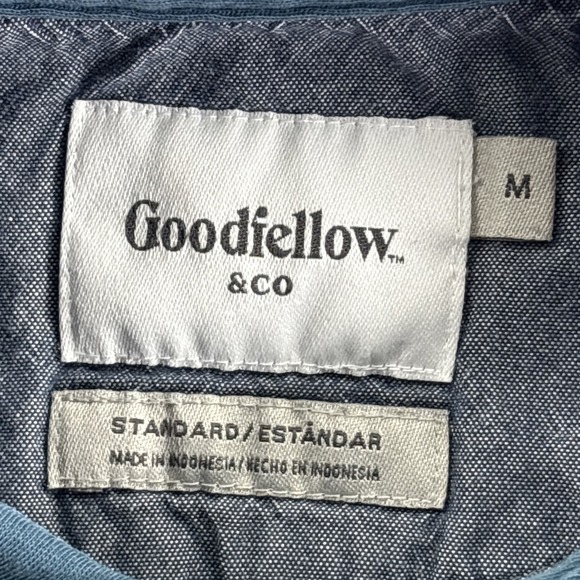 Goodfellow & Co Collared T Shirt Men's Medium Medium Blue Short Sleeve - Picture 5 of 7